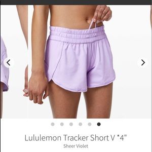 Lululemon Sheer Violet Tracker Shorts